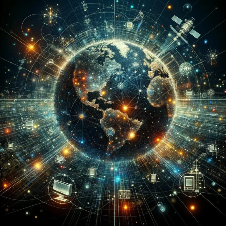 grafika reprezentująca Internet jako abstrakcyjną sieć połączeń i ścieżek