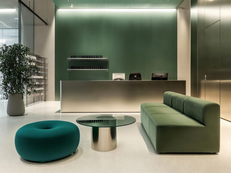 Elegancka sofa do recepcji jako kluczowy element wystroju nowoczesnej przestrzeni biurowej