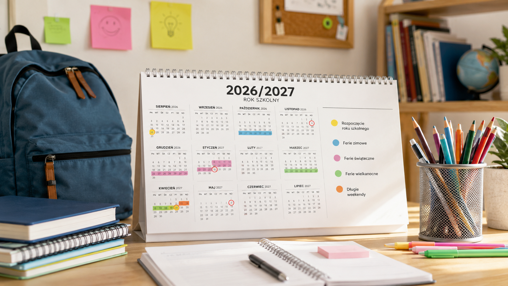 Dni wolne od szkoły 2026/2027. Kiedy uczniowie nie mają lekcji? Pełny kalendarz
